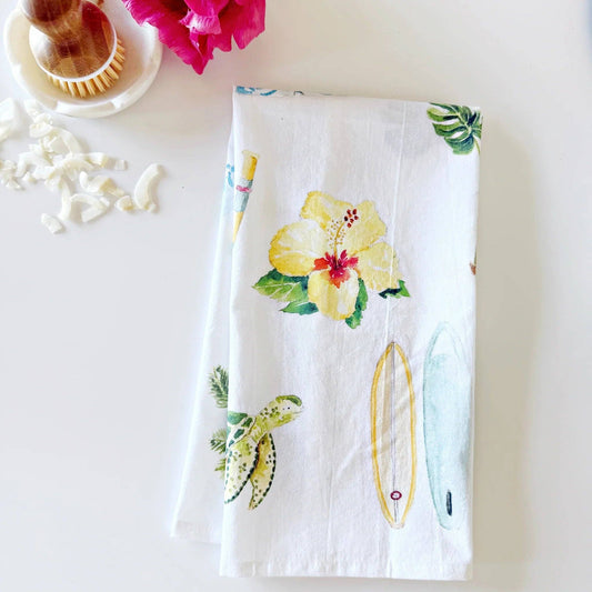 Tropical 100% Cotton Tea Towel by Watercolor Artist Emily Lex