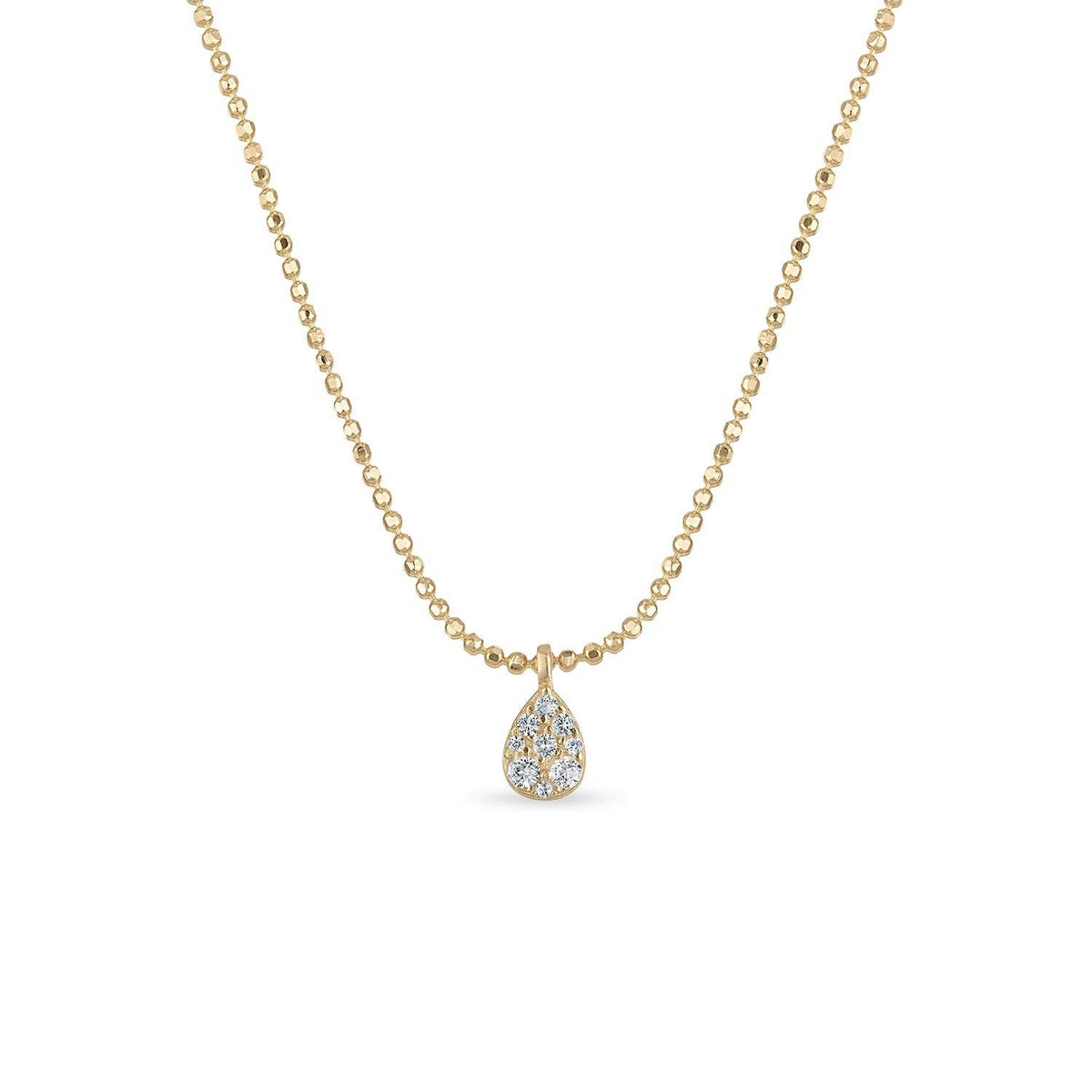 White Sapphire Teardrop on 14k Gold Vermeil Diamond-Cut Chain Necklace