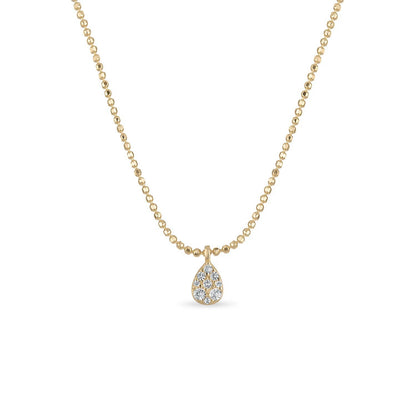 White Sapphire Teardrop on 14k Gold Vermeil Diamond-Cut Chain Necklace