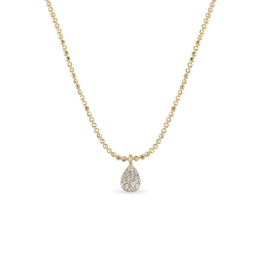 White Sapphire Teardrop on 14k Gold Vermeil Diamond-Cut Chain Necklace