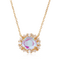 Light Blue Dichroic Glass 14kt Gold Vermeil Necklace