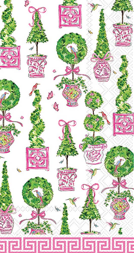 Pink Topiaries Paper Guest Napkins 16 Ct