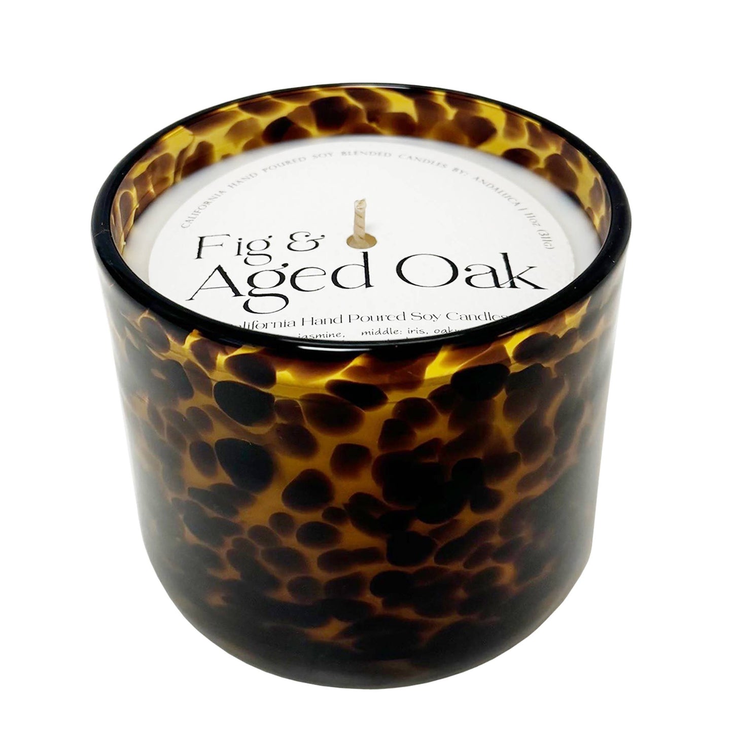 Fig & Aged Oak Soy Candle in in Tortoise Shell Glass