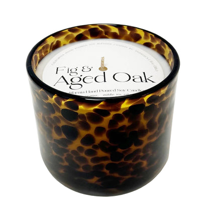 Fig & Aged Oak Soy Candle in in Tortoise Shell Glass
