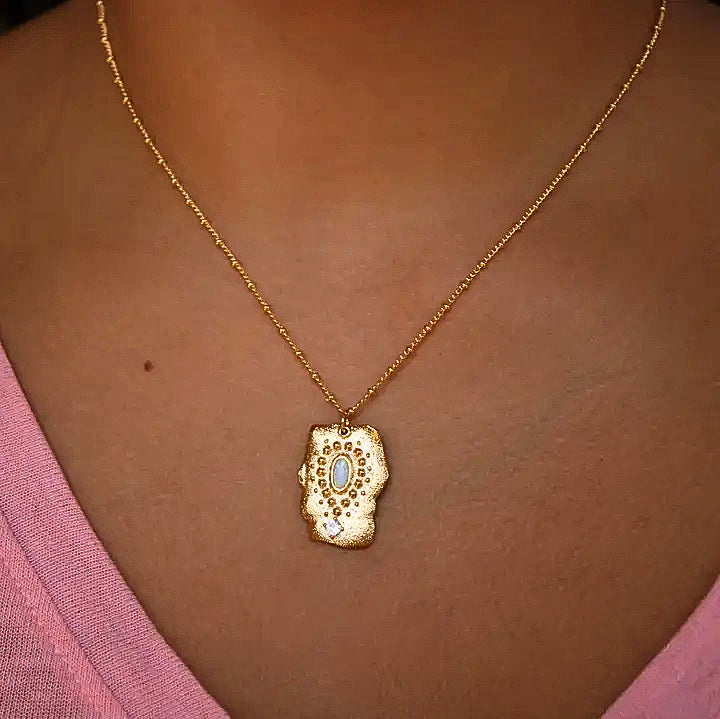 Lab Opal 18K Gold Fill Satellite Chain Necklace