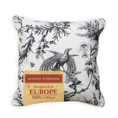 Birds of Paradise Dark Gray Decorative Throw Pillow With Feather Insert