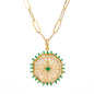Art Deco Mother of Pearl Emerald Pavé & Moissanite 14kt Gold Vermeil Necklace