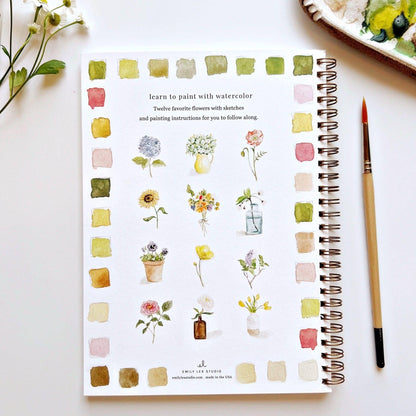 Flowers Watercolor Workbook by Watercolor Artist Emily Lex