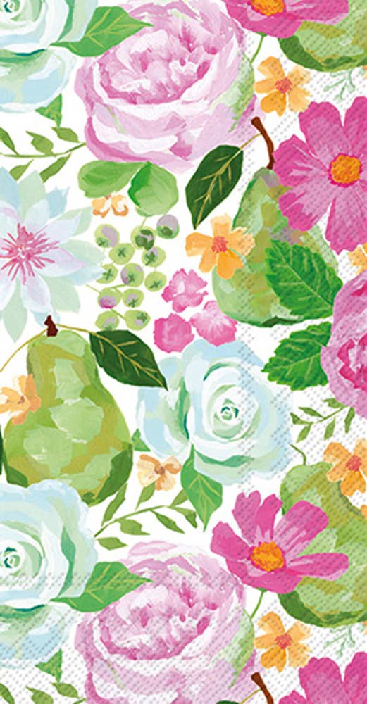Flowers and Pears Paper Guest Napkins 16 ct