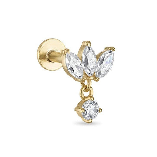 Moissanite Lotus 14k Gold Vermeil Individual Flat Back Stud