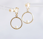 Cream Cultured Pearls Stud & Back Hoop Earrings