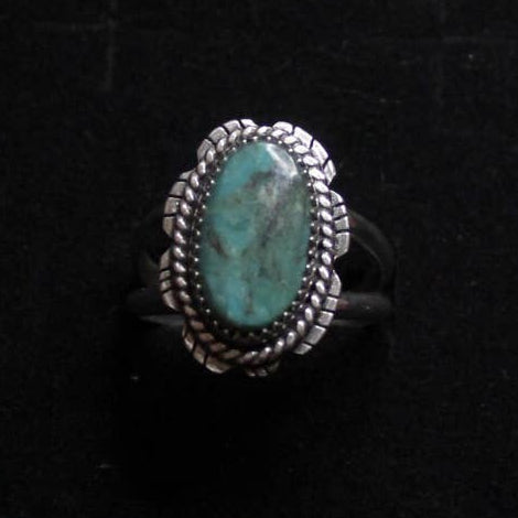 Native American Made Turquoise Sterling Silver Ring - Size 8