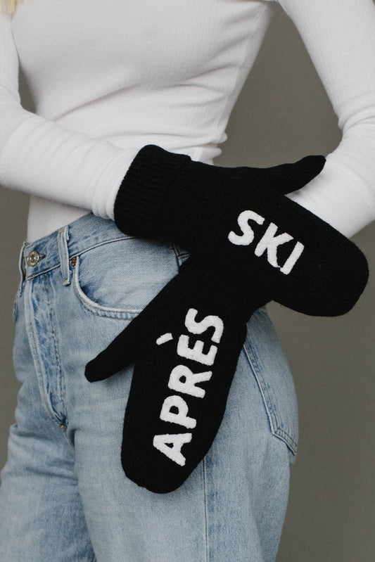 Black & White Apres Ski Knit Mittens
