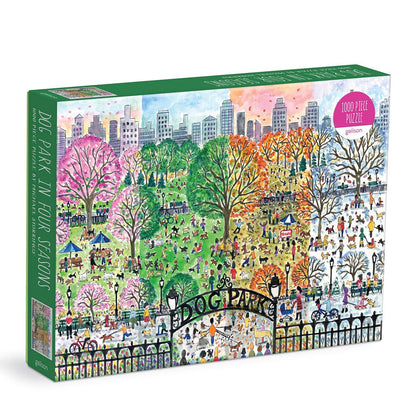 Dog Park in Four Seasons 1000 Piece Puzzle by Artist Michael Storrings