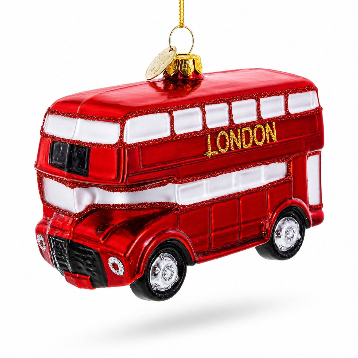 Double Decker London Bus Blown-Glass Hand Painted Ornament