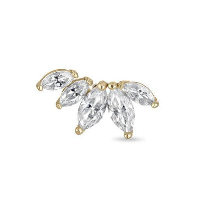 Moissanite Marquise Fan 14k Gold Vermeil Individual Flat Back Climber Earring