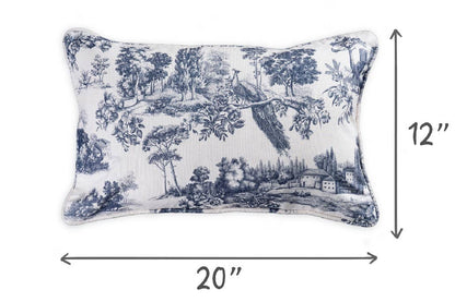 Blue Peacock Decorative Lumbar Throw Pillow With Feather Insert