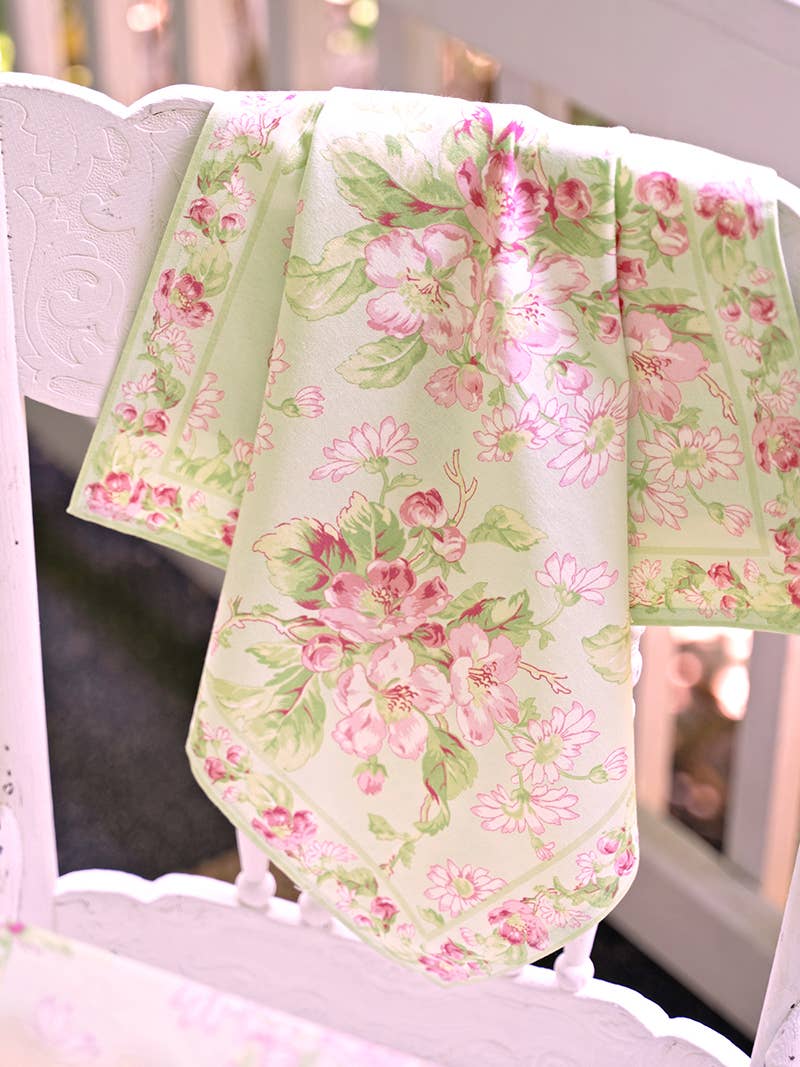 April Cornell 100% Cotton Apple Blossom Light Green Napkin Set of 4