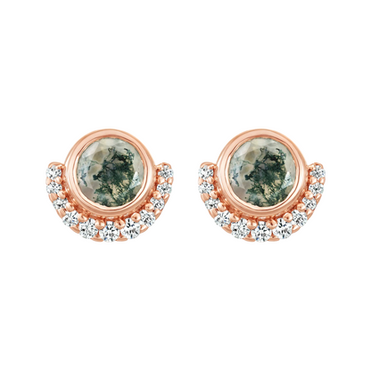 Moss Agate 14kt Rose Gold Vermeil Stud Earrings