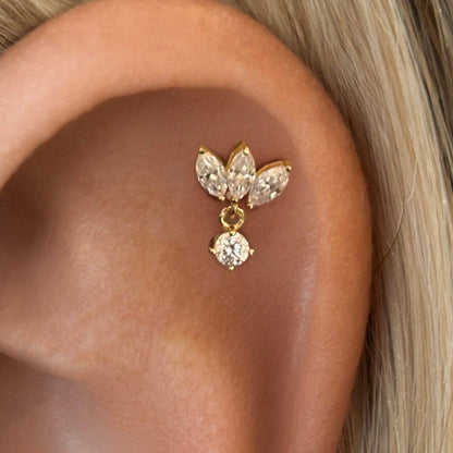 Moissanite Lotus 14k Gold Vermeil Individual Flat Back Stud