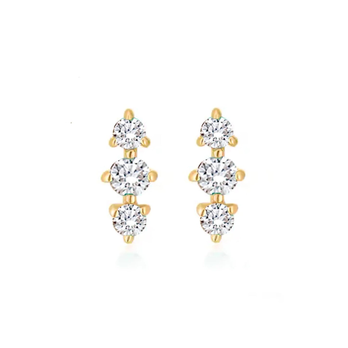 Diamond Trio 14kt Solid Gold Earrings