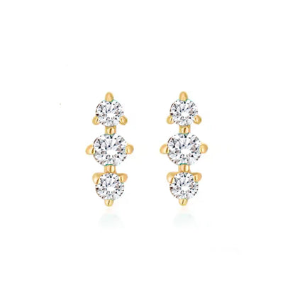 Diamond Trio 14kt Solid Gold Earrings