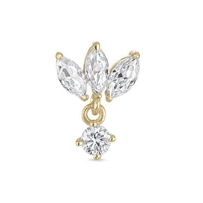 Moissanite Lotus 14k Gold Vermeil Individual Flat Back Stud