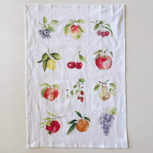 Fruit 100% Cotton Tea Towel by Watercolor Artist Emily Lex