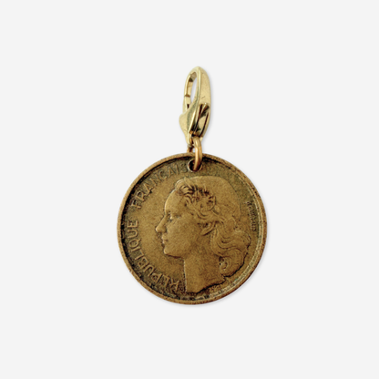 1953 French Marianne Coin 14kt Gold Vermeil Paper Clip Necklace