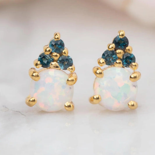 Opal & London Blue Topaz Doublet Studs