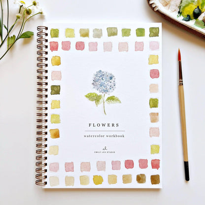 Flowers Watercolor Workbook by Watercolor Artist Emily Lex