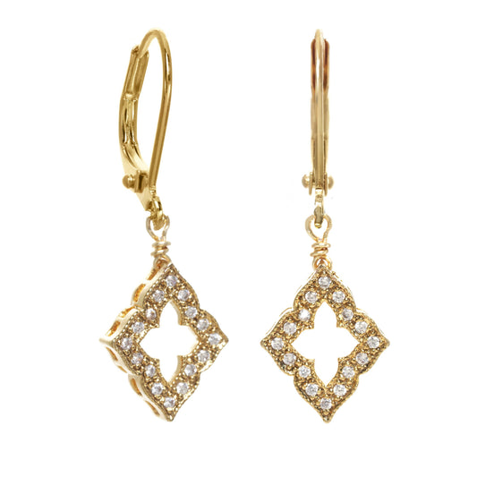 14kt Gold Vermeil Pavé Clover Earrings