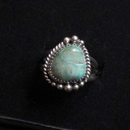Native American Made Turquoise Sterling Silver Ring - Size 6