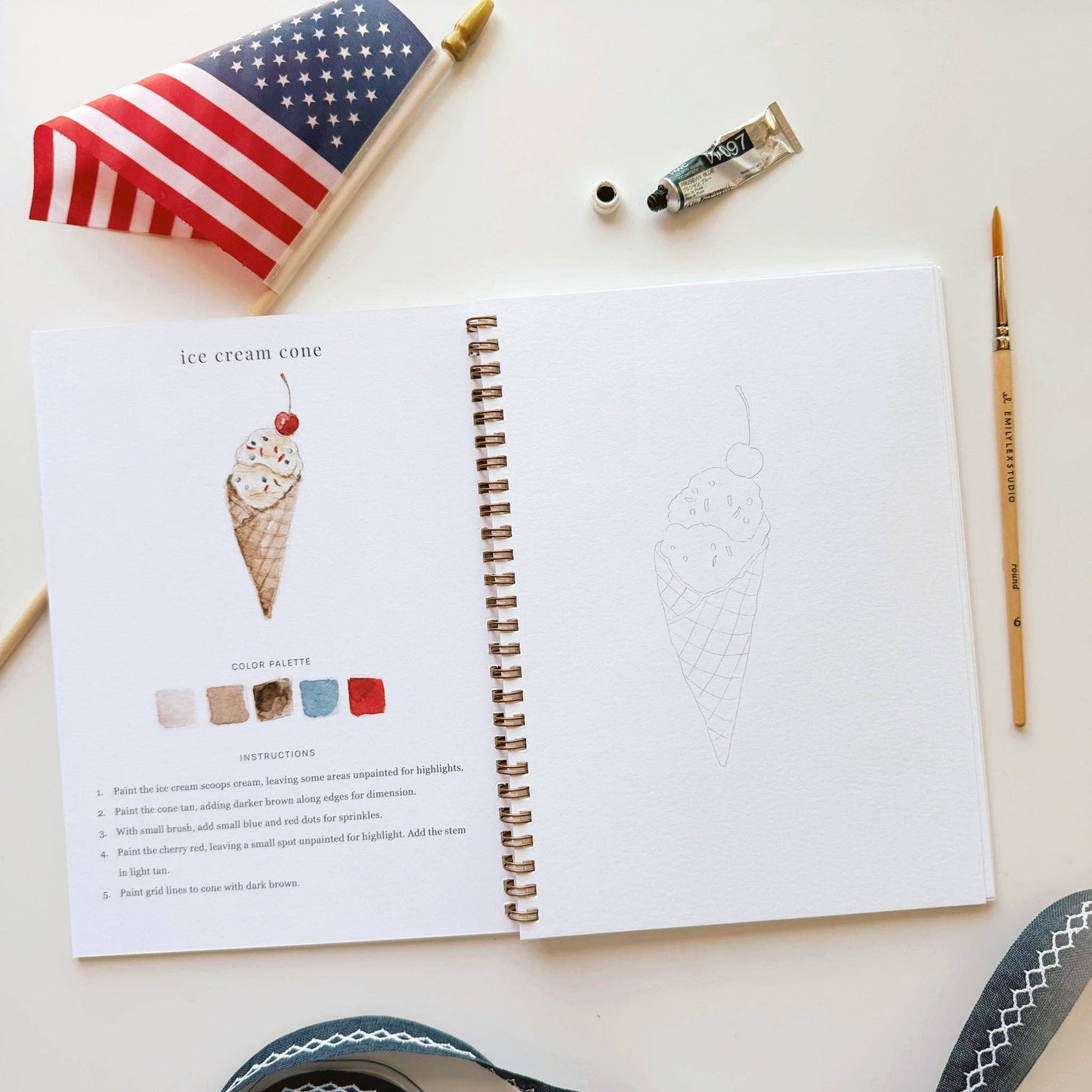 Americana Watercolor Workbook by Watercolor Artist Emily Lex