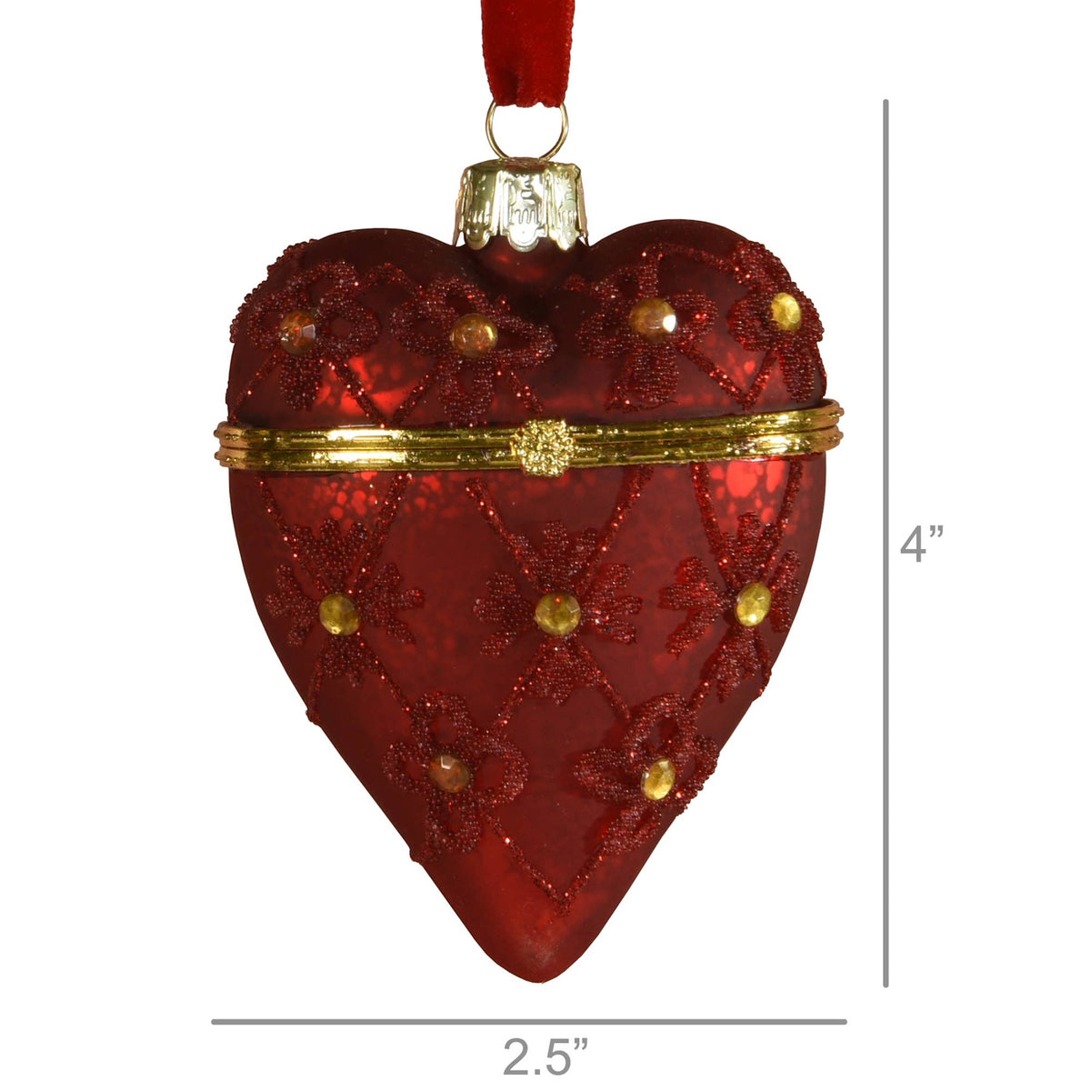 Red Bejeweled Heart Locket Glass Ornament