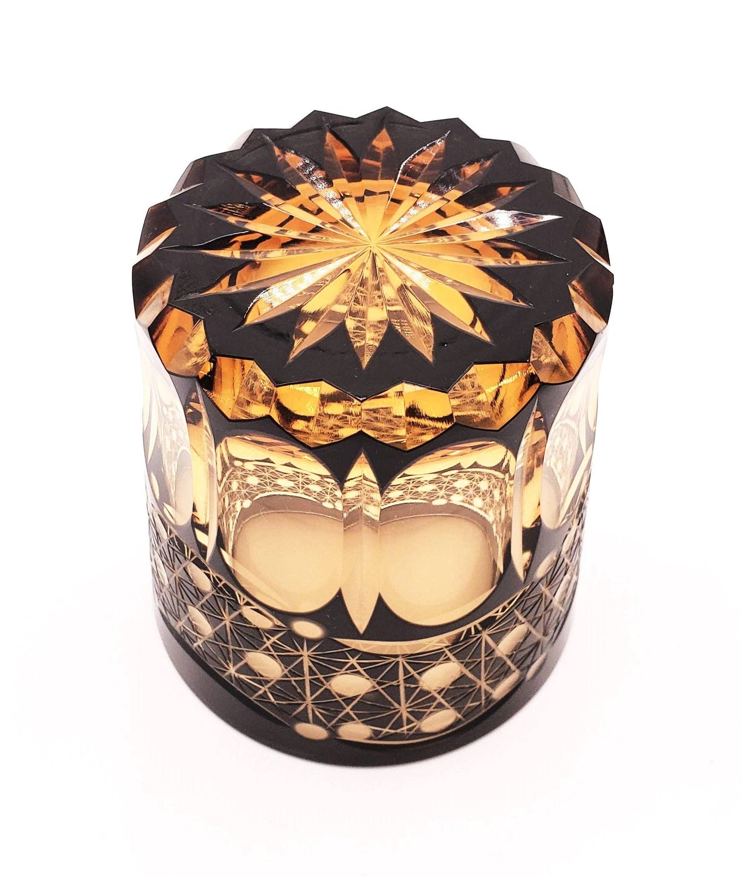 Espresso Hand Cut Gatsby Rocks Glass