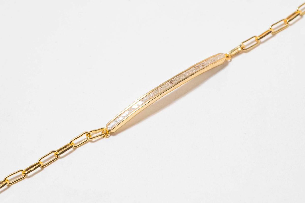 Natural Diamond Slices & White Resin 18kt Gold Vermeil Bracelet
