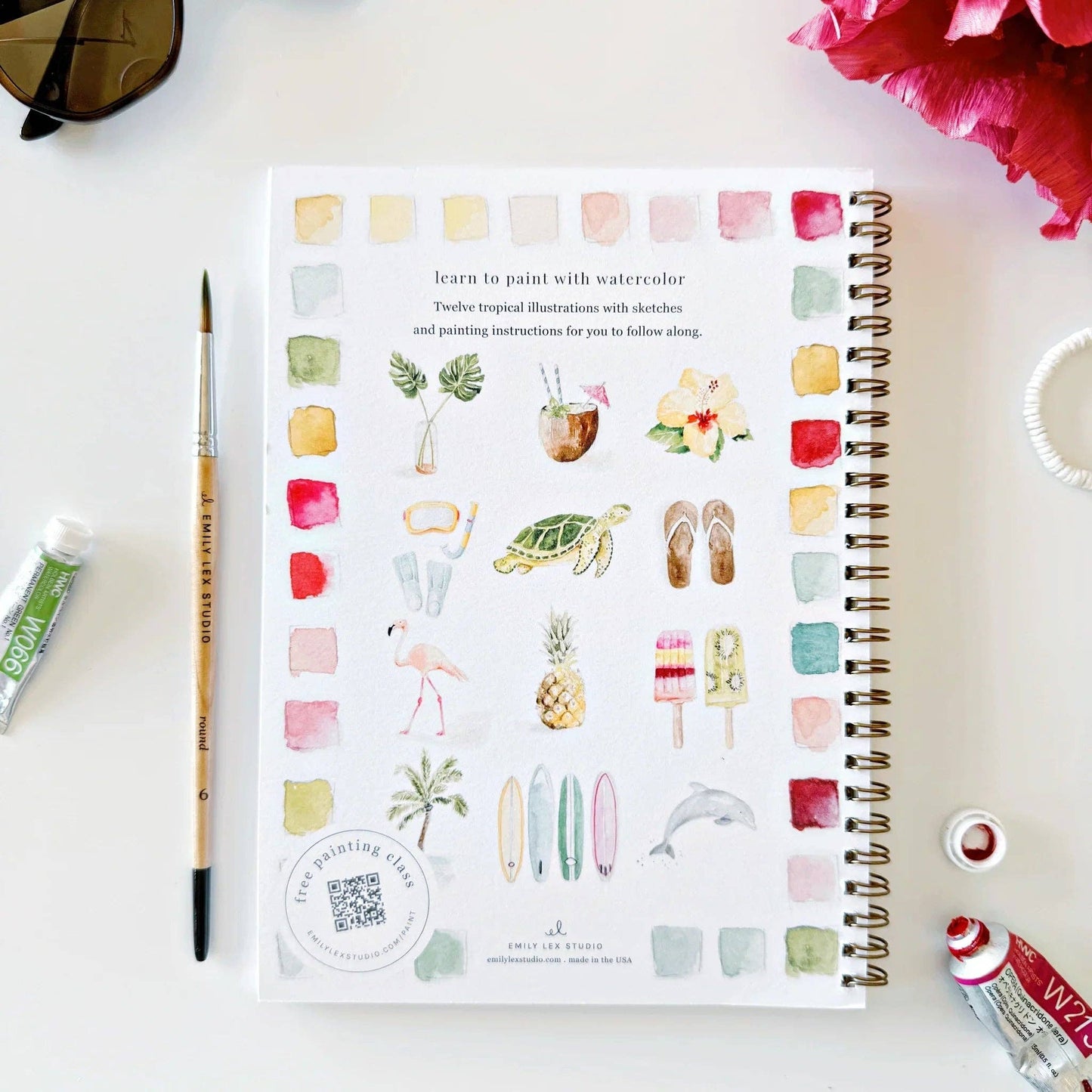 Tropical Watercolor Workbook by Watercolor Artist Emily Lex