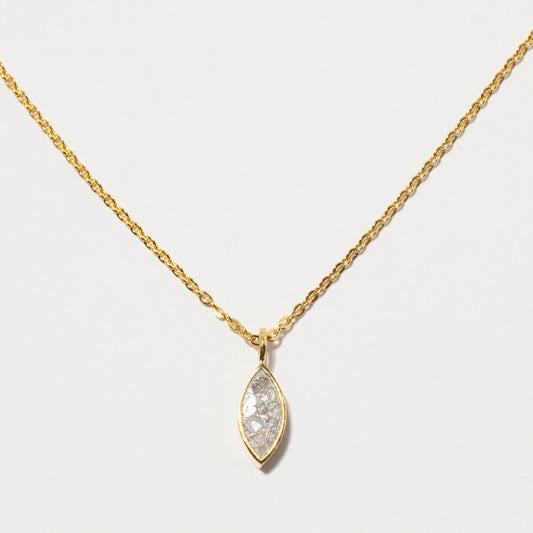 Natural Diamond Slices 18kt Gold Vermeil Oval Necklace