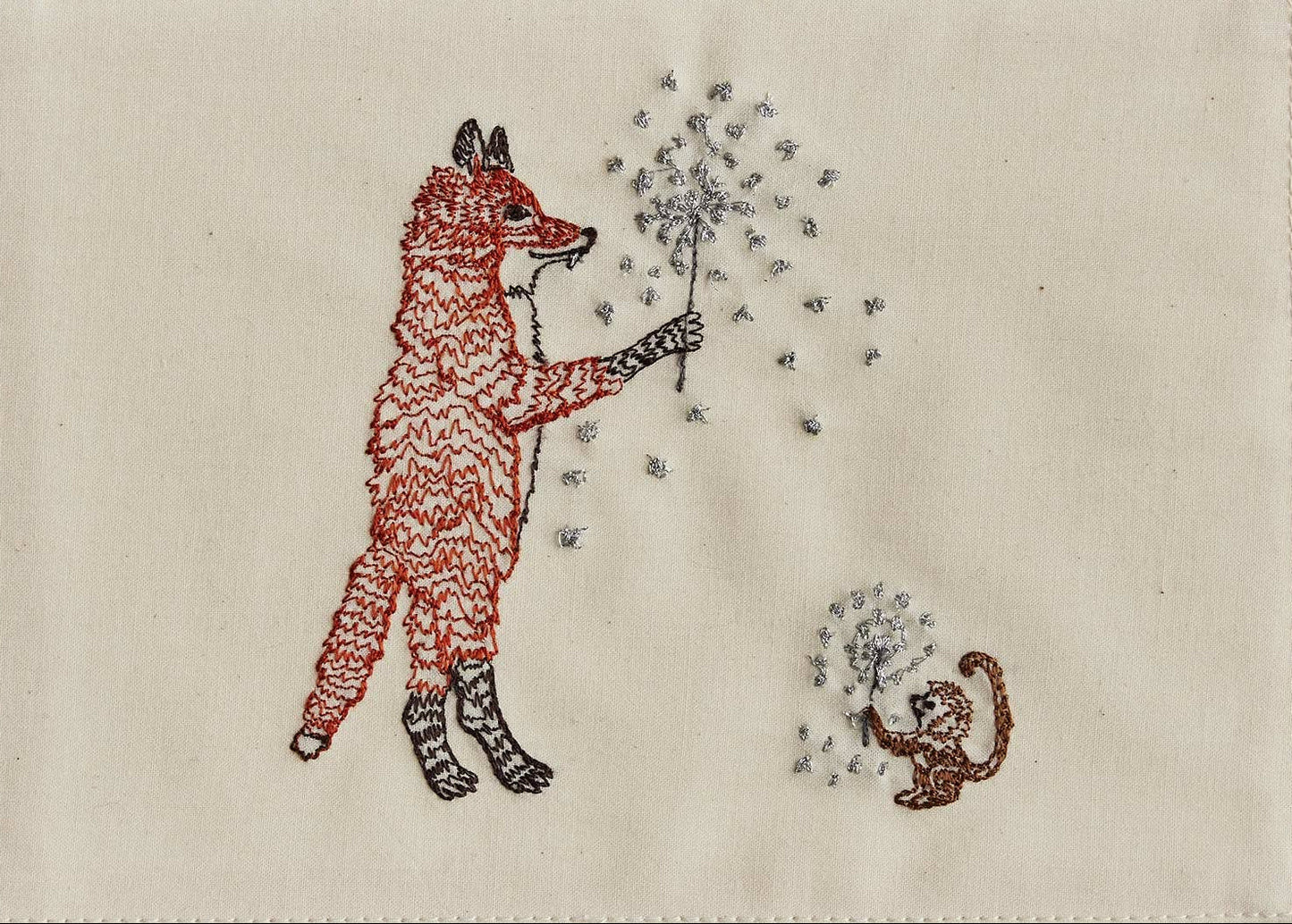 Sparkler Friends Beaded Framed Embroidered Textile by Coral & Tusk