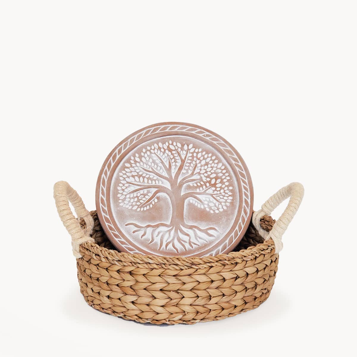 Handmade Bread Warmer & Wicker Basket - Tree of Life Round Pattern