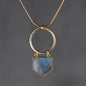Labradorite Shield & Hammered Circle Necklace