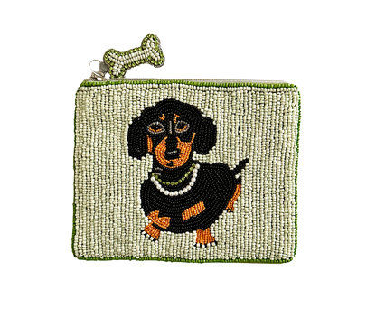 Dachshund Hand Beaded Coin Purse/Small Clutch