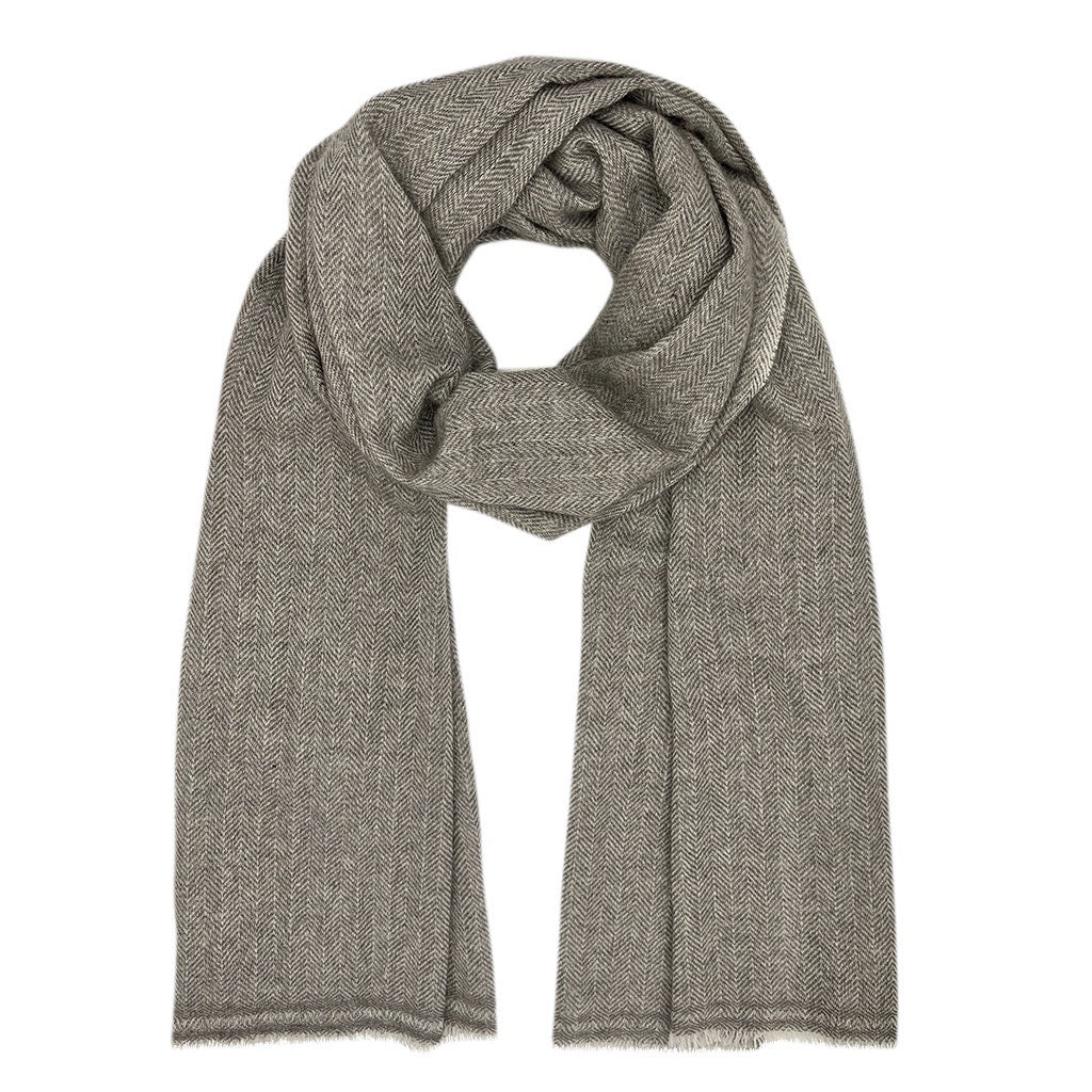 Espresso Herringbone Cashmere Scarf/Pashmina