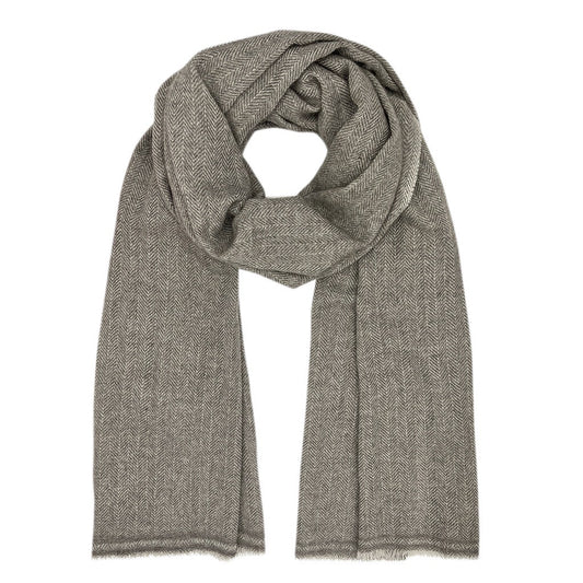 Espresso Herringbone Cashmere Scarf/Pashmina