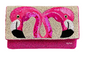 Flamingo Beaded & Sequined Crossbody Clutch