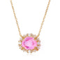 Bright Pink Dichroic Glass 14kt Gold Vermeil Necklace