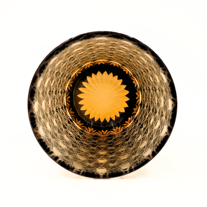 Dark Coffee Hand Cut Gatsby Rocks Glass