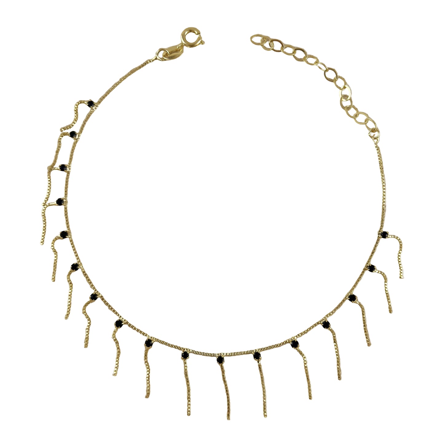 Black Crystals & 18K Gold Filled Anklet