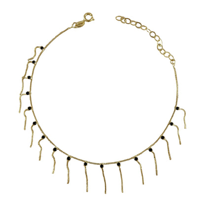 Black Crystals & 18K Gold Filled Anklet